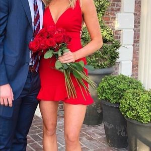 REVOLVE RED MINI RUFFLE DRESS (worn once)